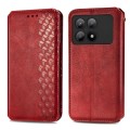 For Xiaomi Redmi K70E Cubic Grid Pressed Magnetic Leather Phone Case(Red)