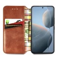 For Xiaomi Redmi K70E Cubic Grid Pressed Magnetic Leather Phone Case(Brown)