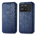 For Xiaomi Redmi K70E Cubic Grid Pressed Magnetic Leather Phone Case(Blue)