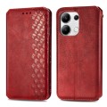 For Xiaomi Redmi Note 13 4G Cubic Grid Pressed Magnetic Leather Phone Case(Red)