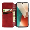 For Xiaomi Redmi Note 13 4G Cubic Grid Pressed Magnetic Leather Phone Case(Red)