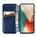 For Xiaomi Redmi Note 13 4G Cubic Grid Pressed Magnetic Leather Phone Case(Blue)