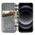 For Xiaomi 14 Ultra Cubic Grid Pressed Magnetic Leather Phone Case(Grey)