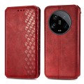 For Xiaomi 14 Ultra Cubic Grid Pressed Magnetic Leather Phone Case(Red)