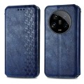 For Xiaomi 14 Ultra Cubic Grid Pressed Magnetic Leather Phone Case(Blue)