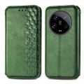 For Xiaomi 14 Ultra Cubic Grid Pressed Magnetic Leather Phone Case(Green)