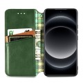 For Xiaomi 14 Ultra Cubic Grid Pressed Magnetic Leather Phone Case(Green)