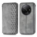 For Xiaomi Redmi A3 Cubic Grid Pressed Magnetic Leather Phone Case(Grey)
