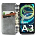 For Xiaomi Redmi A3 Cubic Grid Pressed Magnetic Leather Phone Case(Grey)
