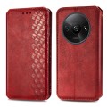 For Xiaomi Redmi A3 Cubic Grid Pressed Magnetic Leather Phone Case(Red)