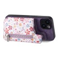 For iPhone 13 Pro Max Retro Painted Zipper Wallet Back Phone Case(Purple)