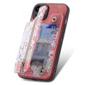 For iPhone 13 Pro Retro Painted Zipper Wallet Back Phone Case(Pink)