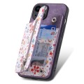 For iPhone 13 Pro Retro Painted Zipper Wallet Back Phone Case(Purple)