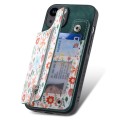 For iPhone 13 Pro Retro Painted Zipper Wallet Back Phone Case(Green)