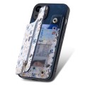 For iPhone 13 Retro Painted Zipper Wallet Back Phone Case(Blue)