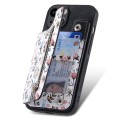 For iPhone 12 Pro Max Retro Painted Zipper Wallet Back Phone Case(Black)