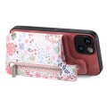 For iPhone 12 Pro Retro Painted Zipper Wallet Back Phone Case(Pink)