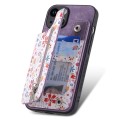 For iPhone XS Max Retro Painted Zipper Wallet Back Phone Case(Purple)