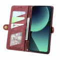 For Xiaomi 13T / 13T Pro Geometric Zipper Wallet Side Buckle Leather Phone Case(Red)