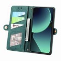 For Xiaomi 13T / 13T Pro Geometric Zipper Wallet Side Buckle Leather Phone Case(Green)