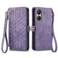 For Xiaomi Redmi 13C Geometric Zipper Wallet Side Buckle Leather Phone Case(Purple)