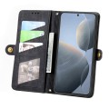For Xiaomi Redmi K70E Geometric Zipper Wallet Side Buckle Leather Phone Case(Black)