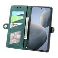 For Xiaomi Redmi K70E Geometric Zipper Wallet Side Buckle Leather Phone Case(Green)