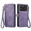 For Xiaomi Redmi K70E Geometric Zipper Wallet Side Buckle Leather Phone Case(Purple)