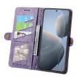 For Xiaomi Redmi K70E Geometric Zipper Wallet Side Buckle Leather Phone Case(Purple)