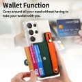 For Samsung Galaxy S23 Ultra 5G Multi-functional Wristband Card Wallet Transparent Phone Case(Green)