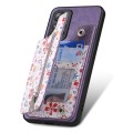 For Redmi Note 13 5G Retro Painted Zipper Wallet Back Phone Case(Purple)