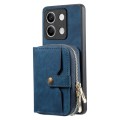 For Xiaomi Redmi Note 13 Crossbody Multi-function Zipper Wallet Phone Case(Blue)