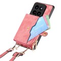 For Xiaomi 14 Crossbody Multi-function Zipper Wallet Phone Case(Pink)