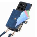 For Xiaomi 14 Pro Crossbody Multi-function Zipper Wallet Phone Case(Blue)