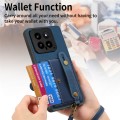 For Xiaomi 14 Retro Cross Wristband Wallet Leather Back Phone Case(Blue)