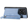For Xiaomi 13T / 13T Pro Carbon Fiber Flip Zipper Wallet Phone Case(Blue)