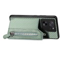 For Xiaomi 13T / 13T Pro Carbon Fiber Flip Zipper Wallet Phone Case(Green)