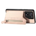 For Xiaomi 13T / 13T Pro Carbon Fiber Flip Zipper Wallet Phone Case(Apricot)