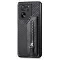 For Xiaomi 13T / 13T Pro Carbon Fiber Flip Zipper Wallet Phone Case(Black)