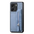 For Xiaomi  Redmi 13C Carbon Fiber Flip Zipper Wallet Phone Case(Blue)