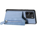 For Xiaomi  Redmi 13C Carbon Fiber Flip Zipper Wallet Phone Case(Blue)