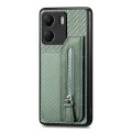 For Xiaomi  Redmi 13C Carbon Fiber Flip Zipper Wallet Phone Case(Green)