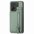 For Xiaomi 13T / 13T Pro Carbon Fiber Vertical Flip Zipper Phone Case(Green)