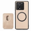 For Xiaomi 13T / 13T Pro Carbon Fiber Leather Card Magnetic Phone Case(Apricot)