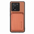 For Xiaomi 13T / 13T Pro Carbon Fiber Leather Card Magnetic Phone Case(Brown)