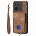 For Xiaomi 13T / 13T Pro Retro Card Wallet Fold Leather Phone Case with Strap(Brown)