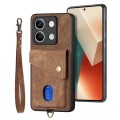 ForXiaomi Redmi Note 13 Retro Card Wallet Fold Leather Phone Case with Strap(Brown)