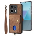 For Xiaomi Redmi Note 13 Pro Retro Card Wallet Fold Leather Phone Case with Strap(Brown)