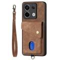 For Xiaomi Redmi Note 13 Pro Retro Card Wallet Fold Leather Phone Case with Strap(Brown)