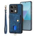 For Xiaomi Redmi Note 13 Pro Retro Card Wallet Fold Leather Phone Case with Strap(Blue)